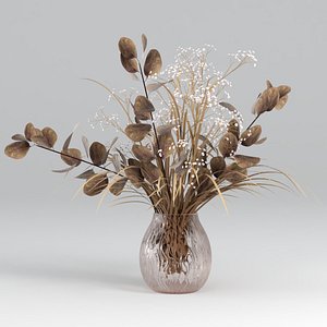 3D grass flowers eucalyptus