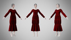 3D model Dress 25 Burgundy Velvet With Design