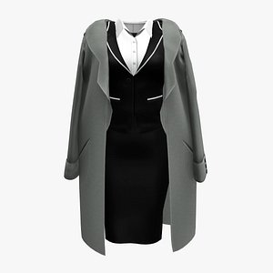3D Womens Business Suit With Coat Over