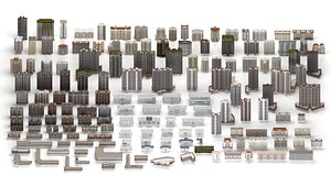 Modern Urban Residential Complex High-Rise Towers - Modular 3D Asset Collection