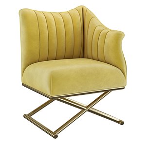 Homary-Nordic Accent Chair Velvet Upholstered in Gold Legs Style in A Left Side chair model