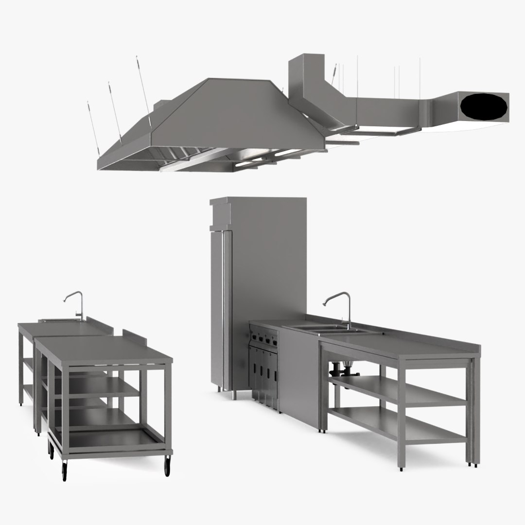 Commercial Kitchen Furniture 3D model preview
