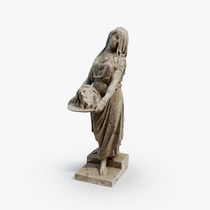 Statue woman with head in a plate