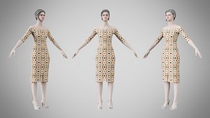 Dress 14 Abstract Tribal Stripe 3D model