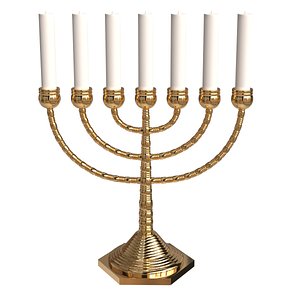 Menorah seven branched lampstand candlestick 3D model