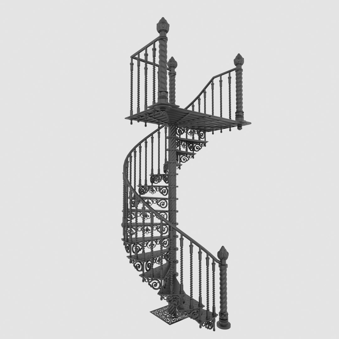 Stairs Spiral Cast Iron 3D Model - TurboSquid 1391111