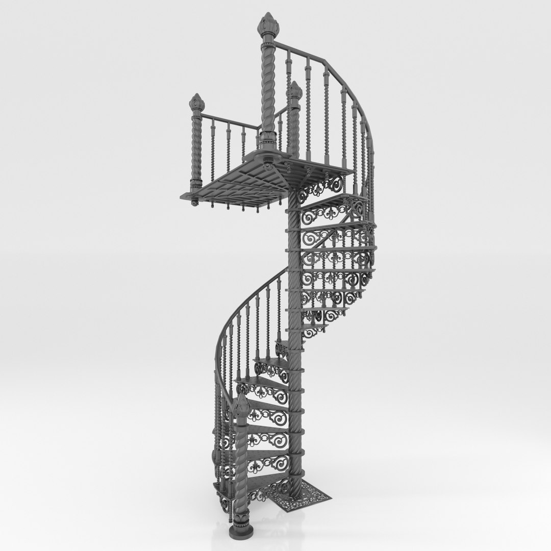 Stairs Spiral Cast Iron 3D Model - TurboSquid 1391111