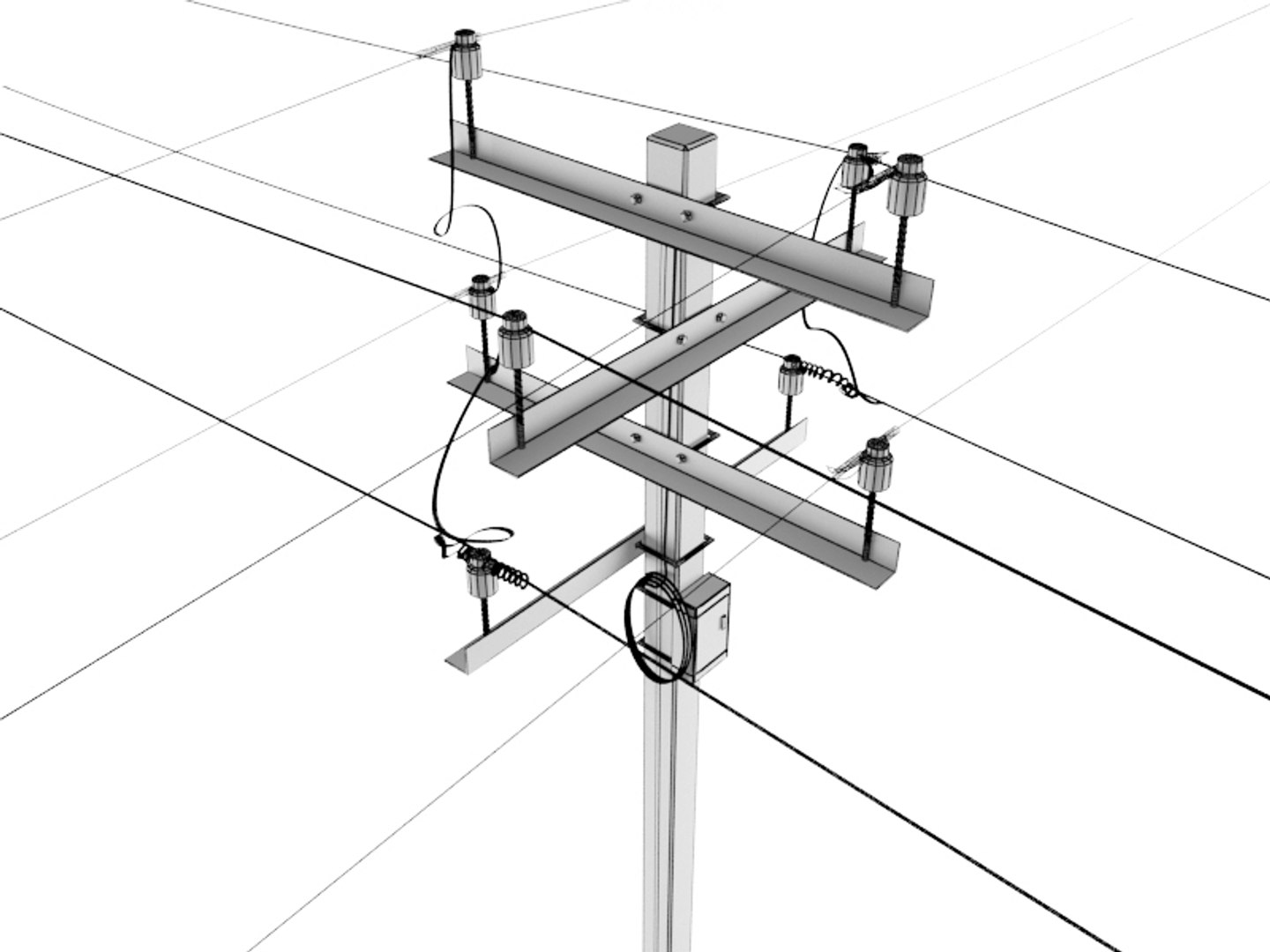 3d post power line model