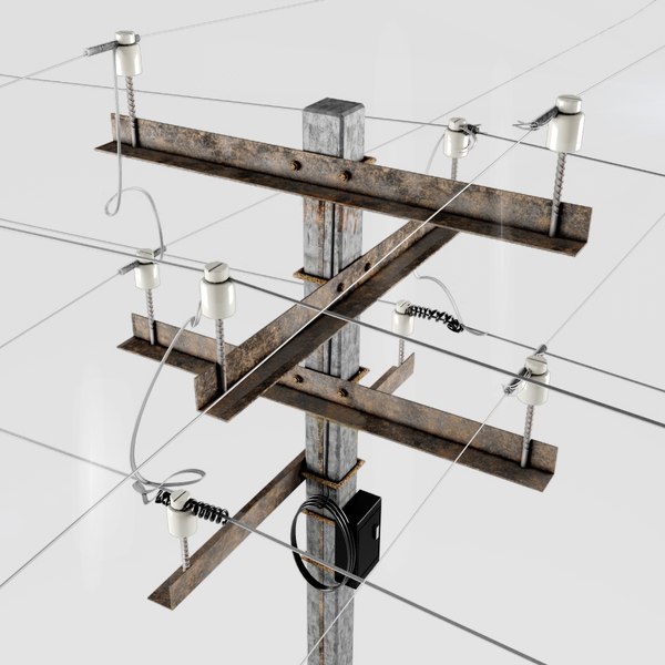 modelo 3d Línea eléctrica de poste - TurboSquid 841316