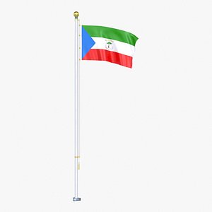 Equatorial Guinea Flag Stand Pole Animated Loop model