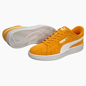 Puma Smash 3 Orange Suede Sneakers 3D