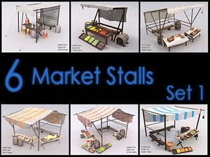 3d model market stall