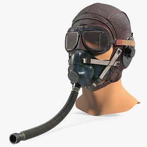3D Retro Pilot Cap with Oxygen Mask on Mannequin