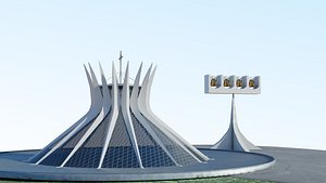 3D The Cathedral of Brasilia Free Low Poly 3D Model Free