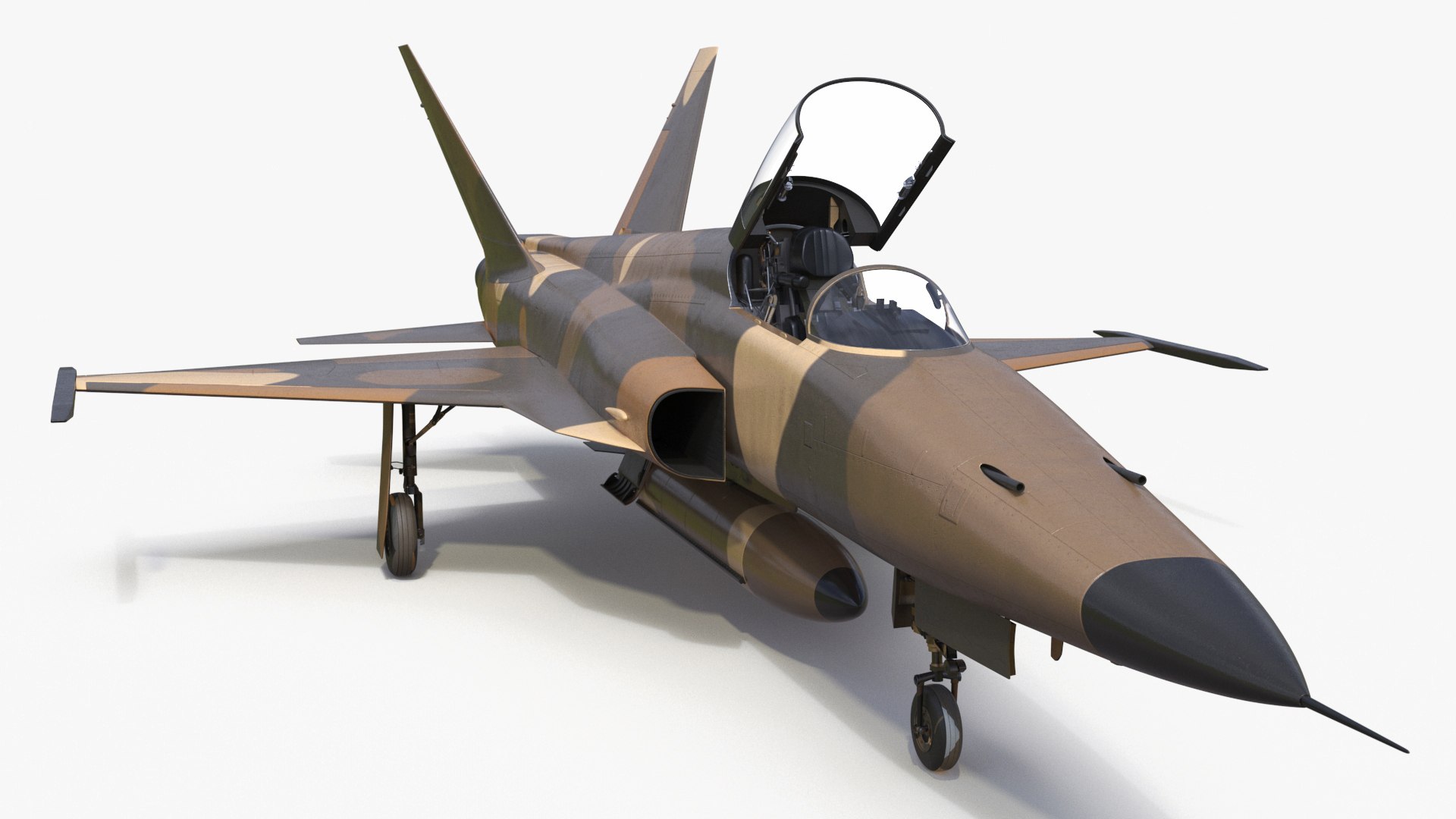 Sand Camouflaged Military Fighter Jet Rigged 3D model preview