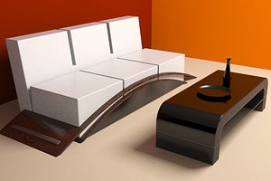 3d max modern design couch coffee table