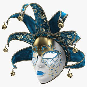 Blue Venetian Full Face Carnival Mask