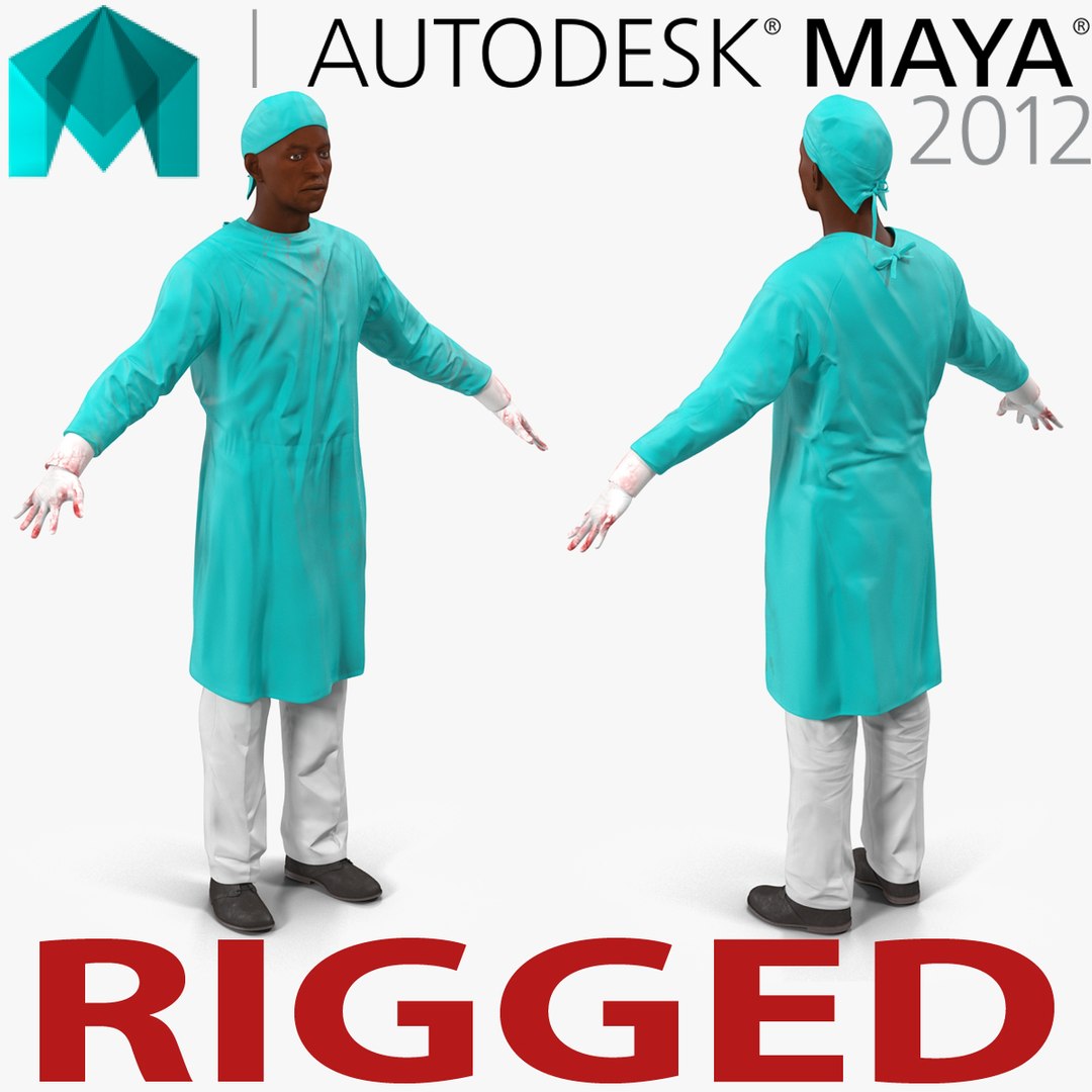 Male African American Surgeon 4 Rigged for Maya 3D Model 3D model preview