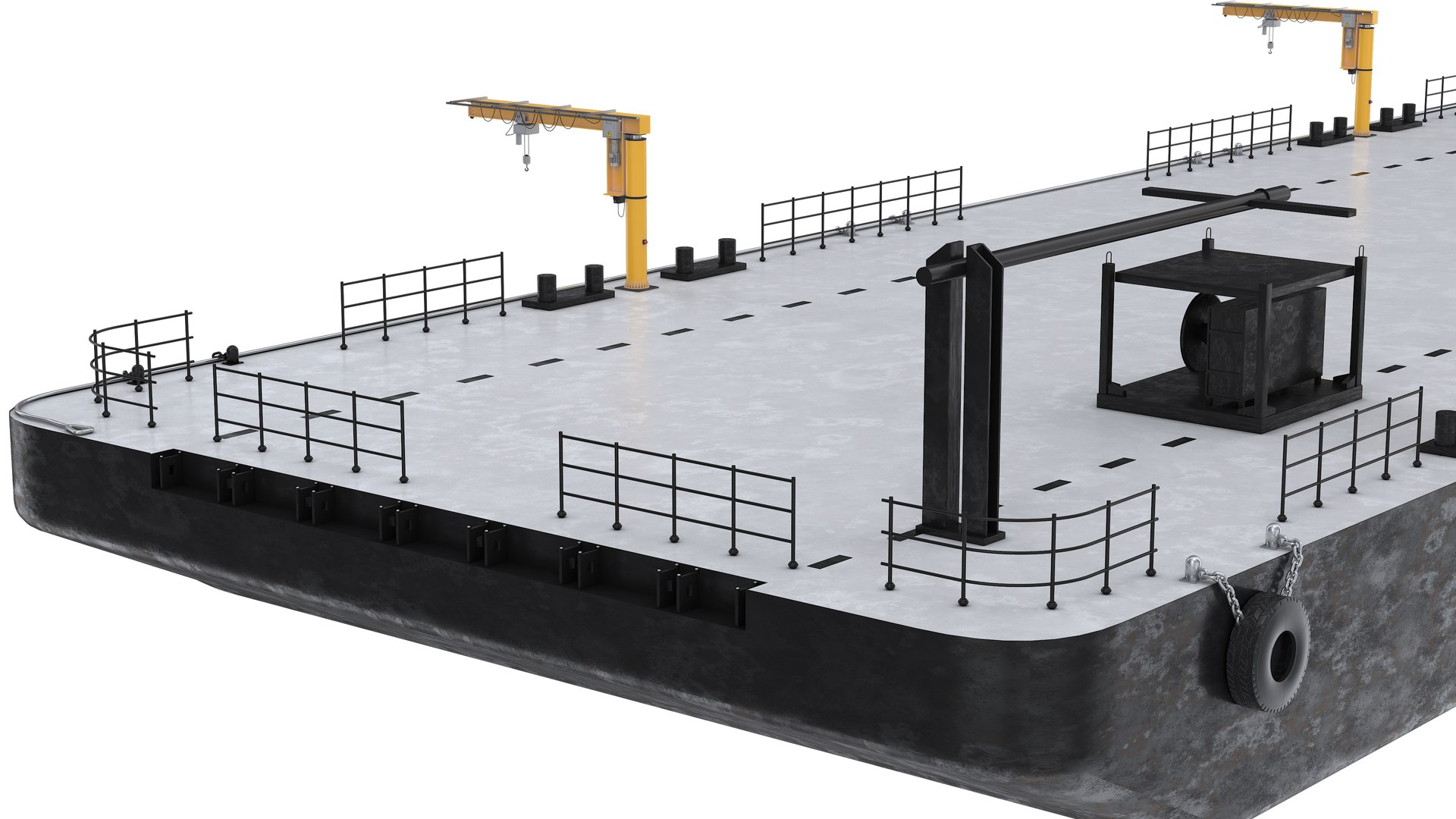 3D Pontoon Barge With Cranes Model - TurboSquid 2367767