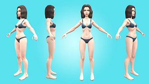 3D Mona - Female Base Mesh - Cartoon Character