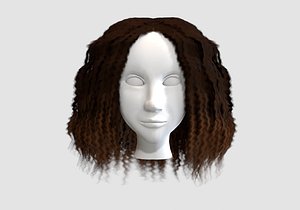 3D model brown afro hair