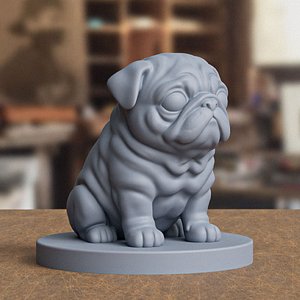 3D Stylized Pug Statue 3D Print model