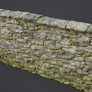 Stone Fence Wall PBR 3D