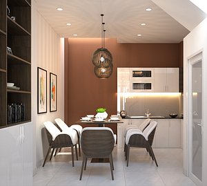3DS max Model Full Materials + settings Living Room Kitchen