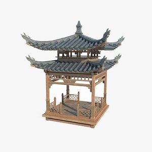 The magnificent pavilion of ancient Asian architecture 3D model