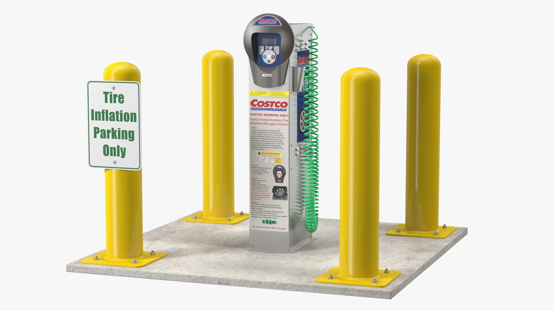 Self Service Tire Air Station Pillar Blue 3D model preview