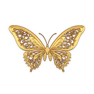 3D model Classic butterfly decor ornament carved 54