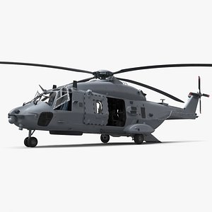 3D Naval Transport Helicopter Light Grey with Interior model