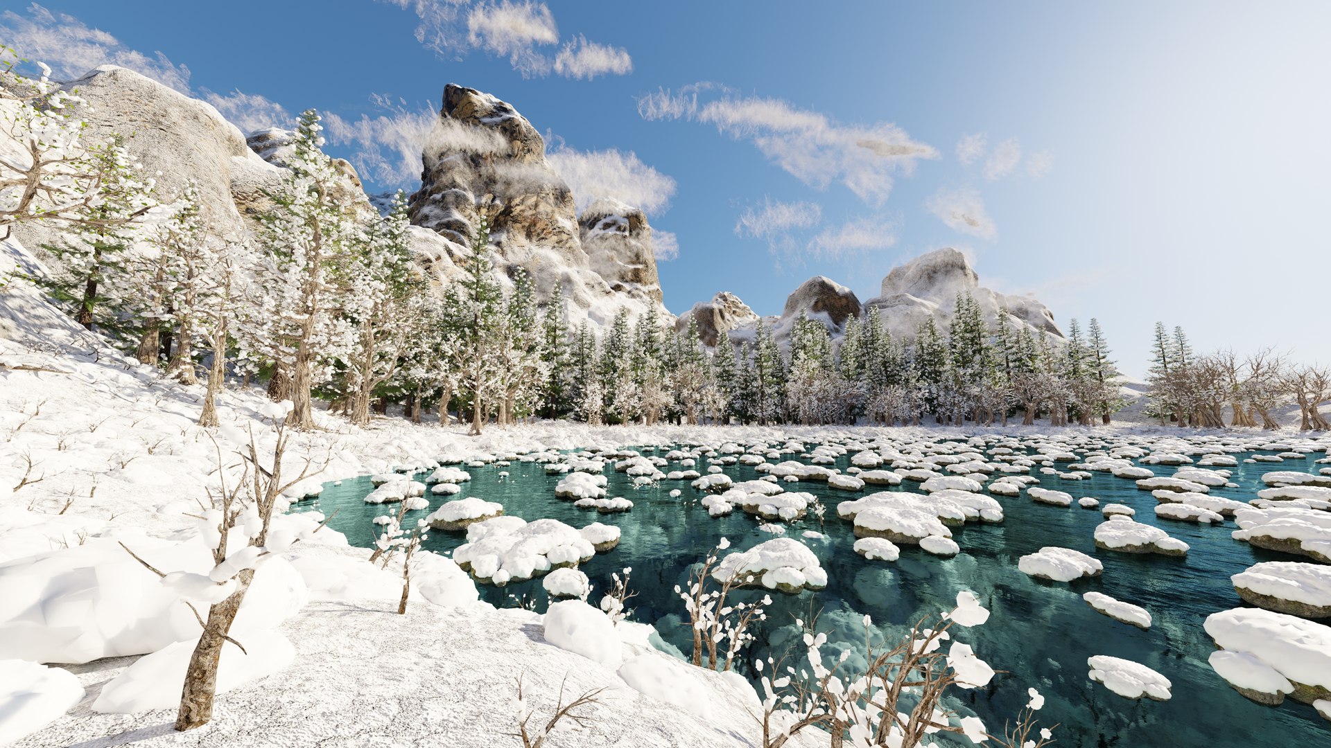 Snow Landscape Scene 3D Model - TurboSquid 1911907