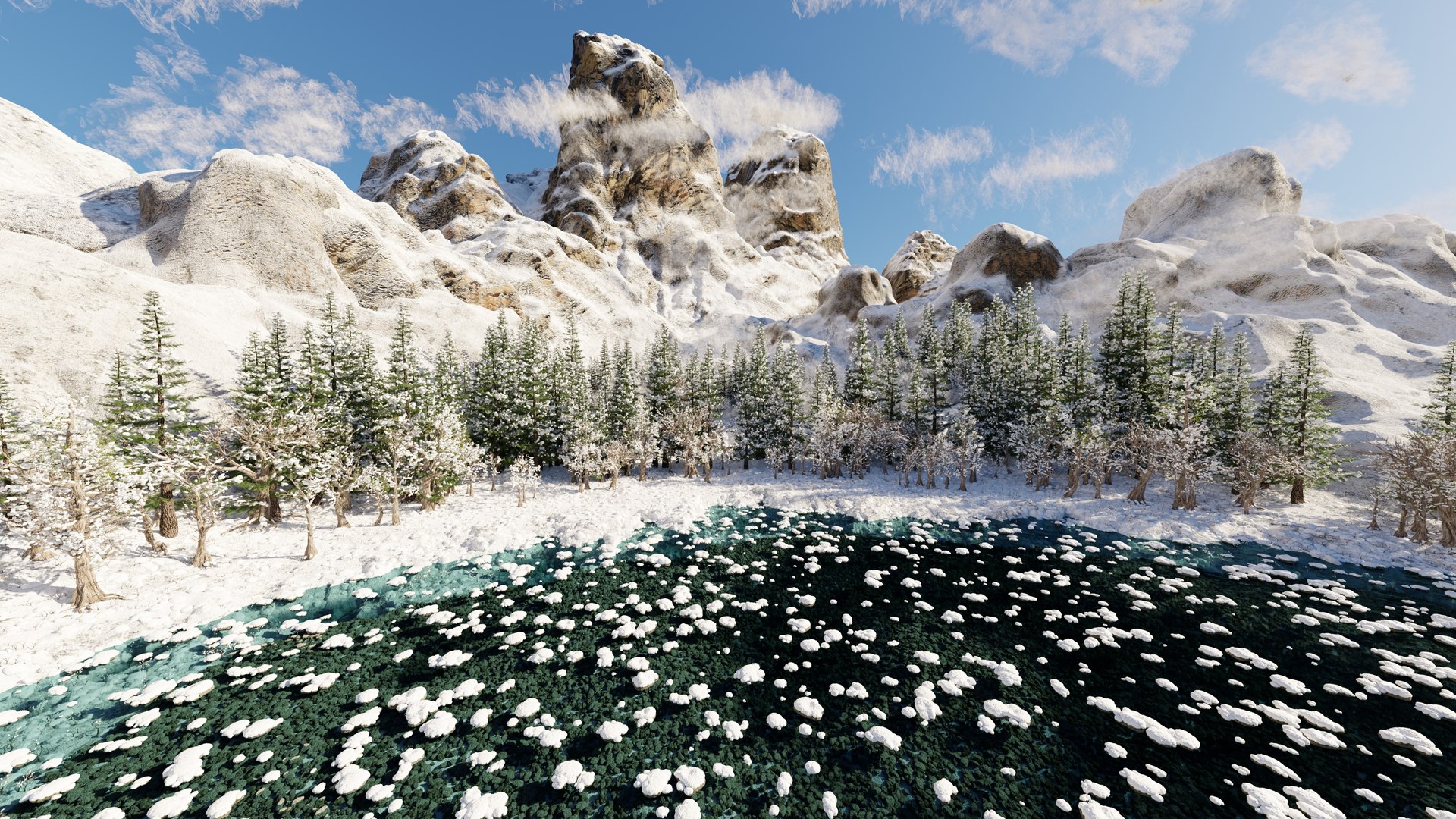 Snow Landscape Scene 3D Model - TurboSquid 1911907