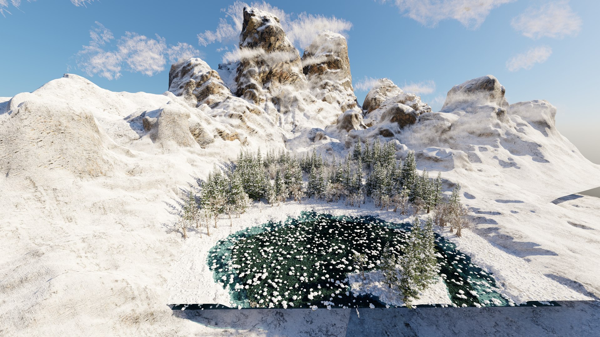 Snow Landscape Scene 3D Model - TurboSquid 1911907