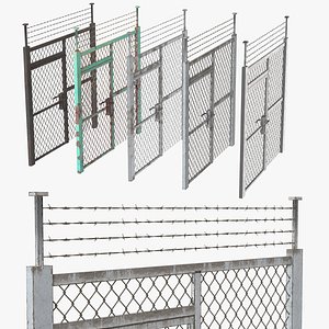 3D Barbed Wire Fence v6 model