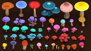 Stylized Mushroom 3D Model Pack Fantasy Fungi STL Files 3D model