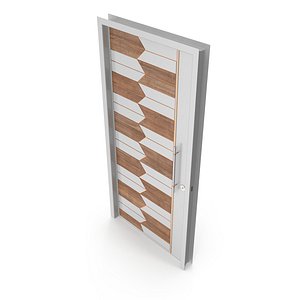 Modern Design White Metal Steel Door with Wooden Details model model