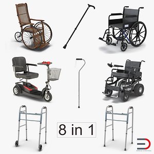 mobility aids 2 cane 3d model