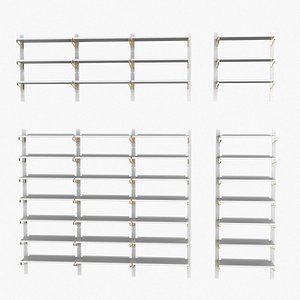 White Modular Wall Shelf Collection 3D model
