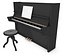 Piano. + Sillas y notas musicales.