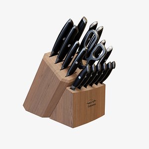 3D 2 x 17 piece KITCHEN KNIFE SET in BLACK and WHITE variations