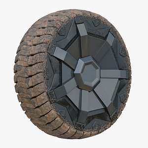 3D dirty tesla cybertruck wheel model