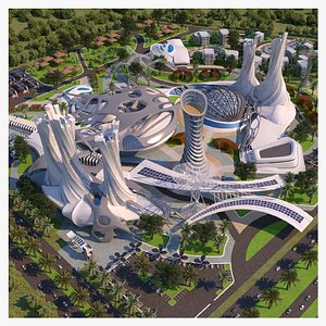 3D Futuristic City - 2021 - 01 - 2Ds-3Ds Files model
