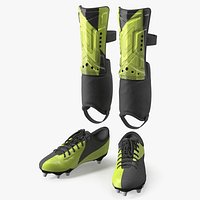 Football Shin Pads with Matching Cleats Green