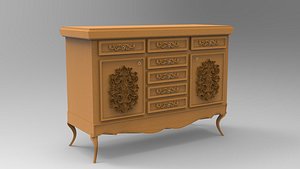 brown wooden wall table 3D