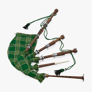 3D Scottish Bagpipes Instrument Green