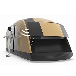 3D Tesla Robovan with Tesla Bot Rigged for Cinema 4D