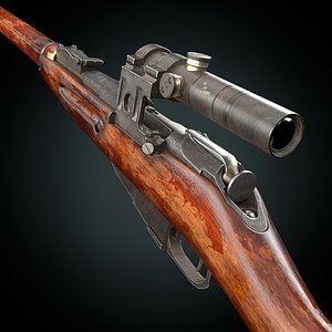 Mosin Nagant Sniper Rifle Low-poly