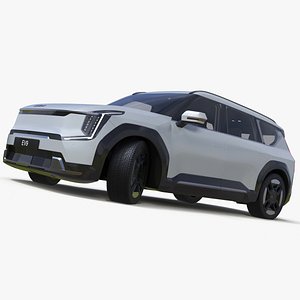 KIA EV9 Electric SUV Silver Rigged for Maya